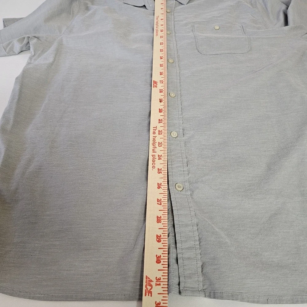 The North Face Shirt Mens 2XL XXL Gray‎ Stripe Button Up Short Sleeve Pocket EUC